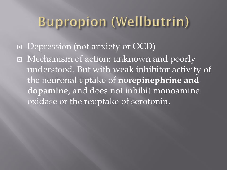 wellbutrin xl for generalized anxiety disorder